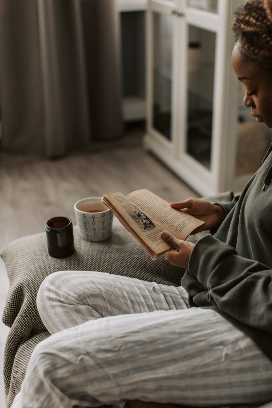 woman reading an old book